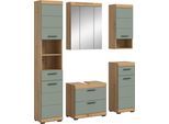 Badmöbel-Set WELLTIME "SIENA, 5 teilig, bestehend aus:", grün (artisan eiche nachbildung, salbei), B:164cm H:191cm T:34cm, Holzwerkstoff, MDF, Kastenmöbel-Sets, Badmöbel-Set, Hochschrank, WBU, Spiegelschrank, Unterschrank, Hängeschrank