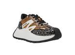 Steve Madden Dames-sneakers met plateauzool en slangenprint (Wit/zwart/bruin)