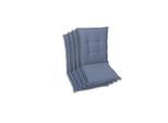 Sesselauflagenset, Blau, Textil, 4-teilig, Uni, Füllung: Schaumstoff, Vlies, 50x7x108 cm, Oeko-Tex® Standard 100, pflegeleicht, hochwertige Qualität, langlebig, für den Außenbereich geeignet, mittels Bändern zu befestigen, Gurtband befestigen, Outdoor-Kissen, Gartenstuhlauflagen, Mittellehner-Auflagen