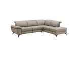 Xora Ecksofa, Taupe, Metall, Echtleder, Kombination Echtleder/Lederlook, Büffelleder, 4-Sitzer, L-Form, Ottomane rechts, 274x222 cm, Relaxfunktion, seitenverkehrt erhältlich, Wohnzimmer, Sofas & Couches, Wohnlandschaften, Ecksofas