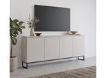 Sideboard OTTO HOME "Modo II, Breite 200 cm, moderne grifflose Kommode 4Türen", kaschmir, B:200cm H:81,6cm T:34,5cm, Holzwerkstoff, Melamin, Metall, Sideboards, Sideboard, Anrichte mit viel Stauraum, Einlegeböden verstellbar, Metallkufen