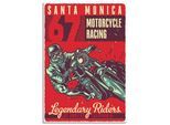 Wandbild ARTLAND "Motorrad Santa Monica", rot (farbe bild(er): rot), B:90cm H:130cm, Bilder, als Alubild, Leinwandbild, Poster, Wandaufkleber in verschied. Größen