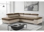 Ecksofa SIT & MORE "Valantine L-Form, B: 272 cm", braun (creme, braun), B:272cm H:73cm T:226cm, 100% Polyester;Luxus-Kunstleder/Struktur (88% Polyester, 12% Polyamid), Sofas, Ecksofa, mit Arm- & Kopfteilverstellung, optional mit Bettfunktion
