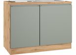Spülenschrank KOCHSTATION "KS-Virginia,neu in verbesserter Ausführung", matt salbei, wotaneiche, B:110cm H:86cm T:60cm, MDF, Schränke, Spülenschrank, Breite 110 cm, inklusive Einbauspüle, Soft-Close
