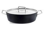 Bratentopf FISSLER "Adamant", schwarz, B:25,5cm H:13cm L:34cm Ø:24cm, Töpfe, Bratentopf, Made in Germany
