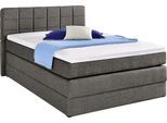 Boxspringbett HAPO "ORNELLA inkl. Bettkasten, in verschiedenen Breiten erhältlich", grau (anthrazit), Liegefläche B/L: 140cm x 200cm, kein Härtegrad, 7-Zonen-Kaltschaummatratze, Das Bett ist mit pflegeleichtem Feinstrukturstoff in Leinenoptik (100% Polyester) bezogen.;Die Oberseite der Unterfederung und die Ober- und Unterseite der Obermatratze sind jeweils mit einem rutschhemmenden Stoff aus 70%