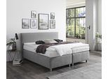 Boxspringbett "Florenz in den Breiten 160x200, 180x200cm & 200x200cm", grau, B:215cm L:210cm, WESTFALIA SCHLAFKOMFORT, Komplettbetten, Boxspringbett, Verchromte Metallfüße, die die Kopfteilform aufgreifen