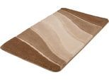 Badematte KLEINE WOLKE "Ocean, Badvorleger, Badezimmer Teppich" Gr. 3, grau (taupe), H:21mm, Kunstfaser, Badematten, Badematte, Badteppich, Wellen Design, mit Farbverlauf, Hoch-Tief Effekt, waschbar
