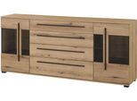 Sideboard HOME AFFAIRE "Cantara, moderner Schrank, Kommode in Eiche Evoke, Weiß oder Kaschmir", braun (eiche evoke), B:200cm H:86cm T:42cm, Holzwerkstoff, Sideboards, Sideboard, schwarze Stangengriffe, ausreichend Stauraum, vielseitig einsetzbar