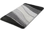 Badematte KLEINE WOLKE "Ocean, Badvorleger, Badezimmer Teppich" Gr. 5, grau (schiefer), H:21mm, Kunstfaser, Badematten, Badematte, Badteppich, Wellen Design, mit Farbverlauf, Hoch-Tief Effekt, waschbar