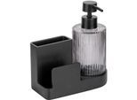 Küchenorganizer-Set WENKO "Modell Pina", schwarz, B:16cm H:17cm L:7,5cm T:7,5cm, Glas, Küchenhelfer-Sets, Küchenorganizer-Set, robustes Design, heraunehmbarer Glasspender