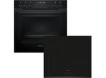 SIEMENS Elektro-Herd-Set "PQ522IAAB", Energieeffizienz: A+, schwarz (deep schwarz inox), Herdsets, Gleichmäßige 3D-Heißluft & extrem schnellem powerBoost, Elektro-Herd-Set