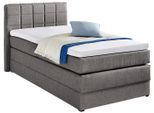 Boxspringbett HAPO "ORNELLA inkl. Bettkasten, in verschiedenen Breiten erhältlich", grau (anthrazit), Liegefläche B/L: 100cm x 200cm, kein Härtegrad, Bonnell-Federkernmatratze, Das Bett ist mit pflegeleichtem Feinstrukturstoff in Leinenoptik (100% Polyester) bezogen.;Die Oberseite der Unterfederung und die Ober- und Unterseite der Obermatratze sind jeweils mit einem rutschhemmenden Stoff aus 70% P