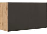 Hängeschrank KOCHSTATION "KS-Virginia,neu in verbesserter Ausführung", schwarz (matt schwarz, wotaneiche), B:100cm H:57cm T:34cm, MDF, Schränke, Hängeschrank, Breite 100 cm, 2 Türen, gedämpfte Scharniere