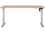 Schreibtisch GERMANIA "Boras", lindberg, eiche, nachbildung, silber, silber, lindberg, eiche, nachbildung, B:180cm H:120cm T:80cm, Tische, Schreibtisch, Breite 120/140/160/180 cm, Metallgestell, elektrisch höhenverstellbar