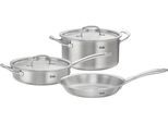 Topf-Set FISSLER "Fissler M5 Pro-Ply, Edelstahl-Topfset (5-teilig)", silber (silberfarben), Töpfe, Topf-Set, 5-teiliges Premium Kochgeschirr mit Pro-Ply™ Technologie