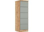 Vorratsschrank KOCHSTATION "KS-Virginia,neu in verbesserter Ausführung", matt salbei, wotaneiche, B:50cm H:166cm T:60cm, MDF, Schränke, Vorratsschrank, Breite 60 cm, 5 Auszüge, Soft-Close-Funktion