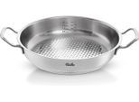 Servierpfanne FISSLER "ORIGINAL-PROFI COLLECTION Servierpfanne (ohne Deckel)", silber (silberfarben), Ø:28cm, Pfannen, Servierpfanne, mit breitem Schüttrand, Kaltmetallgriffen. Made in Germany