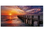 Leinwandbild OTTO HOME "Steg mit Sonnenuntergang", farbe bild(er): blau, B:100cm H:50cm T:2cm, Canvas, Bilder, Leinwandbild