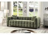 3-Sitzer "Stella", grün (dunkelgrün), B:206cm H:63cm T:79cm, ATLANTIC HOME COLLECTION, Sofas, inkl. 2 Zierkissen und mit modernem Teddy Stoff