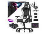 KESSER® Gaming Stuhl Ergonomisch Bürostuhl mit Kopfstütze & Lendenkissen Racing Gamer Stuhl 150kg belastbar Armlehne 360° Drehbarer Schreibtischstuhl Gaming Chair + Gummi-Rollen