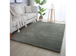 Hochflor-Teppich AYYILDIZ TEPPICHE "POUFFY 5100", grün, B:240cm H:20mm L:340cm, Polyester, Teppiche, Läufer, weicher glatter Softflor, Kaninchen Fell Haptik, waschbar