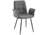 Stylife Armlehnstuhl, Dunkelgrau, Metall, Textil, konisch, 61x87x55 cm, Esszimmer, Stühle, Esszimmerstühle, Armlehnenstühle