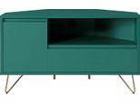 TV-Board SALESFEVER "Bolton Moderne TV-Eckkommode", grün (grün, gold), B:100cm H:58cm T:50cm, MDF, Metall, Sideboards, TV-Board, Push to Open Funktion, Klappendämpfer, mit Kabeldurchführung