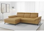 Ecksofa SIT & MORE "Vanity L-Form, Leder, B: 264 cm, mit Sitz-, Kopf u. Armteilverstellung", beige (curry), B:264cm H:84cm T:181cm, Sofas, Ecksofa, Couch optional mit Schlaffunktion & Bettkasten, in Leder