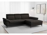 Ecksofa SIT & MORE "Vanity L-Form, Leder, B: 264 cm, mit Sitz-, Kopf u. Armteilverstellung", braun (schwarz), B:264cm H:84cm T:181cm, Sofas, Ecksofa, Couch optional mit Schlaffunktion & Bettkasten, in Leder