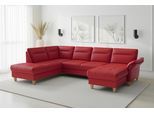 Wohnlandschaft SIT & MORE "Pamela, U-Form, B: 292 cm, Leder", feuerrot, B:292cm H:90cm T:212cm, Sofas, Wohnlandschaft