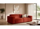 3-Sitzer OTTO HOME "Avelin, 228 cm, Chenille, Struktur-Boucle", rot (brick rot), B:228cm H:75cm T:96cm, 100% Polyester, Sofas, 3-Sitzer, mit Wellenunterfederung, Kedernaht, bodentief, Skandi-Design