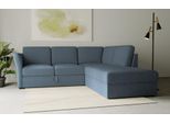 Ecksofa OTTO HOME "Lavars, L-Form, Schlafsofa", blau, B:241cm H:90cm T:226cm, 53% strukturiertes Polyester, 47% Polyester, Sofas, Ecksofa, mit Bettfunktion und Stauraum, in zwei verschiedenen Bezugsqualitäten
