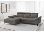 Ecksofa SIT & MORE "Vanity L-Form, Leder, B: 264 cm, mit Sitz-, Kopf u. Armteilverstellung", grau (mocca), B:264cm H:84cm T:181cm, Sofas, Ecksofa, Couch optional mit Schlaffunktion & Bettkasten, in Leder