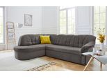 Ecksofa DOMO COLLECTION "Pegnitz, zeitlose und elegante Rückensteppung, Breite 246cm, L-Form", grau (stone), B:246cm H:82cm T:180cm, 95% Polyester, 5% Nylon, Sofas, Ecksofa, wahlweise mit Bettfunktion