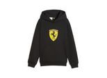 Kapuzenpullover PUMA "Scuderia Ferrari Coloured Shield Fleece-Hoodie Jugendliche", Kinder, Gr. 116, schwarz, Obermaterial: 32% Polyester, 68% Baumwolle. Kapuzenfutter: 68% Baumwolle, 32% Polyester. Rippe: 3% Elasthan, 97% Baumwolle, regular fit, Rundhals, Pullover Kapuzenpullover
