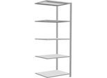 Schulte Lagertechnik Fachbodenregal Stecksystem MultiPlus250, Anbauregal, 5 Fachböden, Kreuzstrebe, B 750 x T 600 x H 2000 mm, Lichtgrau RAL 7035