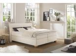 Boxspringbett HAPO "Hana, in verschiedenen Breiten und Härtegraden erhältlich", cremeweiß, B:182cm L:220cm, Komplettbetten, Boxspringbett, Bett mit samtartigem Stoff bezogen, inkl. Topper