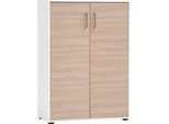Aktenschrank SCHILDMEYER "METZ, 2 Türen in Canello, Höhe 113,4 cm, 6 Fächer, MADE IN GERMANY", beige (mattweiß, canello), B:80,1cm H:113,4cm T:38,2cm, FSC-zertifizierter Holzwerkstoff, Schränke, Aktenschrank, Fronten in Canello, MADE IN GERMANY