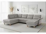 Wohnlandschaft SIT & MORE "Pamela, U-Form, B: 292 cm, Leder", light grau, B:292cm H:90cm T:212cm, Sofas, Wohnlandschaft