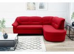 Ecksofa DOMO COLLECTION "Faenza für kleine Räume, Stellmaße 232x176cm, komfortabel, L-Form", rot (dunkelrot), B:232cm H:88cm T:176cm, 100% Polyester, Sofas, Ecksofa, mit Ottomane, zeitlos, elegante Armlehnen, wahlweise mit Bettfunktion