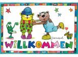 Wanddekoobjekt LUCKYLINDE "Der kleine Tiger und der kleine Bär - Willkommen", bunt, B:30cm H:20cm T:0,3cm, Blech, Wanddekoobjekte, Wanddekoobjekt, Exklusive JANOSCH Kindermotive, Stahlschild