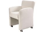 Sessel EXXPO - SOFA FASHION "Cortado, Loungesessel auf Rollen, schmale Armlehnen, bequem", weiß (beige), B:66cm H:85cm, Samtvelour (Zusammensetzung: 100% PES), Sessel, Sessel, hohe Bodenfreiheit, schöne Detailverarbeitung