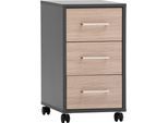 Rollcontainer SCHILDMEYER "METZ, 3 Schubkästen, fühlbare Holzstruktur, MADE IN GERMANY", grau (anthrazit, canello), B:32,6cm H:59,7cm T:39,1cm, Holzwerkstoff, Rollwagen, Rollcontainer, Canello Dekor mit fühlbarer Holzstruktur, Made in Germany