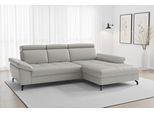 Ecksofa SIT & MORE "Vanity L-Form, B: 264 cm, Leder", grau (light grau), B:264cm H:84cm T:181cm, Sofas, Ecksofa, Inkl.Sitz-,Kopf-und Armteilverstellung