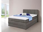 Boxspringbett HAPO, grau (anthrazit), Liegefläche B/L: 140cm x 200cm, kein Härtegrad, 7-Zonen-Tonnentaschen-Federkernmatratze, Kopfteil, seitliche Unterbox und Obermatratze sind mit pflegeleichtem Feinstrukturstoff in Leinenoptik (100% Polyester) bezogen;Die Oberseite der Unterfederung und die Ober- und Unterseite der Obermatratze sind jeweils mit einem rutschhemmenden Stoff aus 100% Polyester bes
