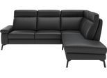 Ecksofa HOME AFFAIRE "Nalani, optionaler Sitzauszug, Breite: 252 cm", schwarz, B:252cm H:104cm T:215cm, 100% Leder, Sofas, Ecksofa, Komfortabler Federkernsitz, großzügige Ecke, klappbare Armlehne