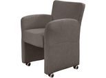 Sessel EXXPO - SOFA FASHION "Cortado, Loungesessel auf Rollen, schmale Armlehnen, bequem", grau (braun), B:66cm H:85cm, Webstoff fein (Zusammensetzung: 95% PES, 10 NY), Sessel, Sessel, hohe Bodenfreiheit, schöne Detailverarbeitung