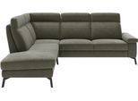 Ecksofa HOME AFFAIRE "Nalani, optionaler Sitzauszug, Breite: 252 cm", olive, B:252cm H:104cm T:215cm, 100% Polyester, Sofas, Ecksofa, Komfortabler Federkernsitz, großzügige Ecke, klappbare Armlehne
