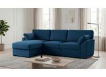 Ecksofa OTTO HOME "Citry", blau (dunkelblau), B:246cm H:88cm T:156cm, 100% polyester, Sofas, Ecksofa, Breite 246 cm, Chenille, Bettfunktion, Bettkasten, L-Form